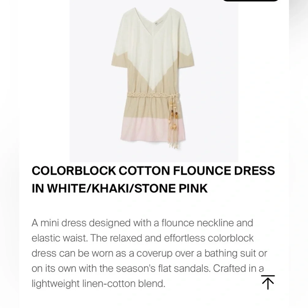 🍦NWOT🍦Tory Burch Beige and Cream Linen Blend Blouse - Picture 3 of 10